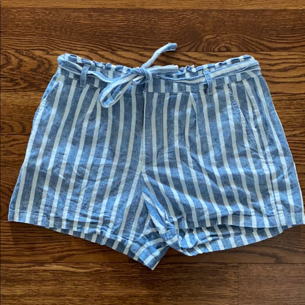 Pinstriped paper bag shorts